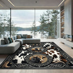 Rustic Western Bull Portrait Frame Rug