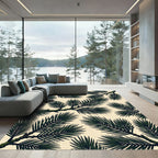Earthy Deep Green Pine Needle Branch Rug