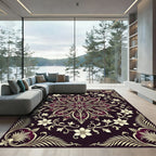 Elegant Midnight Burgundy Floral Medallion Rug