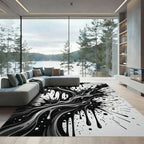 Monochrome Liquid Ink Abstract Flow Rug