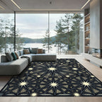 Dark Geometric Starburst Arrangement Rug
