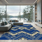 Indigo Geometric Zigzag Diamond Accents Rug