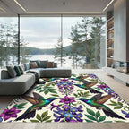 Vibrant Hummingbird Wisteria Floral Garden Rug