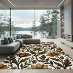 Amber Brown Floral Vine Rug