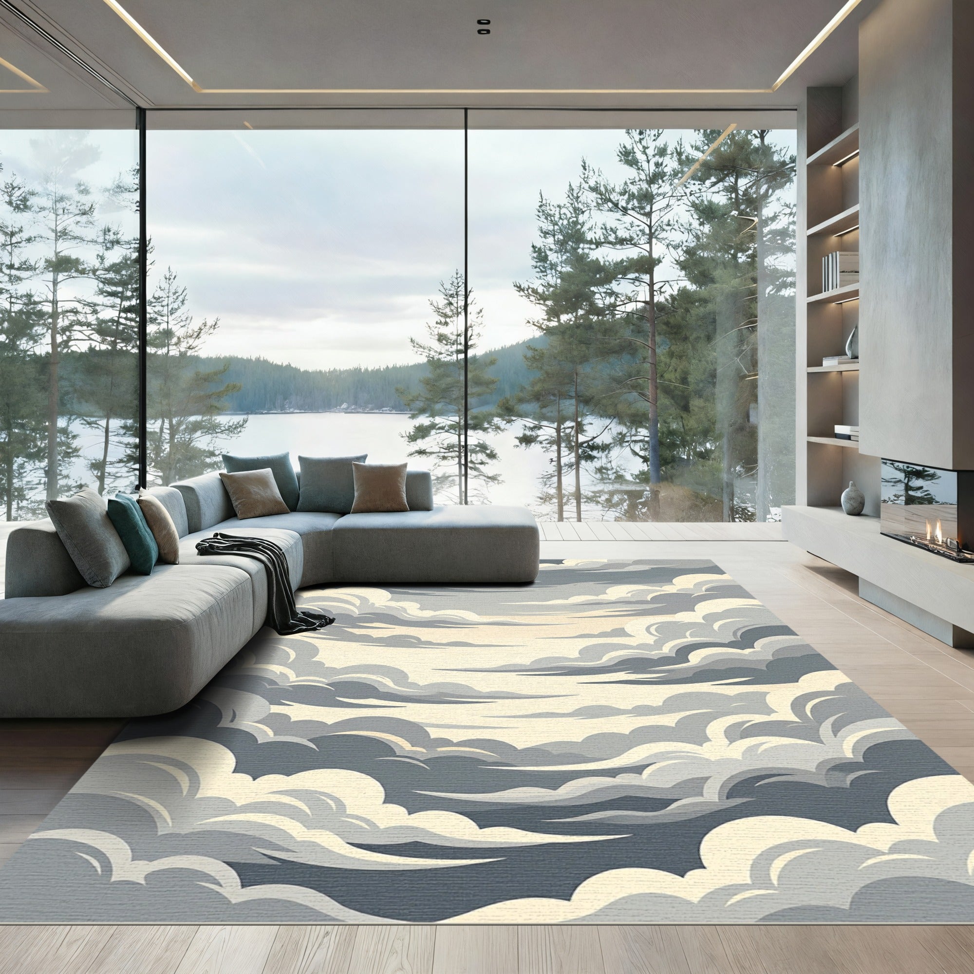 Ethereal Cloudy Sky Ombre Rug