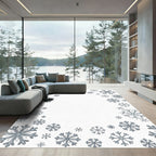 Winter Blue Snowflake Border Rug