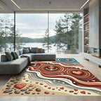 Coral Anchor Heart Beach Waves Rug