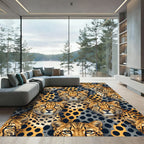 Leopard Spots And Faces Ochre Gray Rug