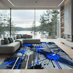 Dynamic Blue Splash Abstract Art Rug