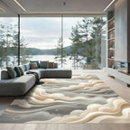 Ethereal Beige Fluid Cloud Swirls Rug