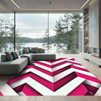 Bold Magenta and White Chevron Stripe Rug