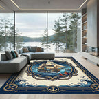 Nautical Sailing Ship Anchor Maritime Crest Rug