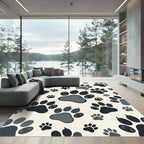 Whimsical Charcoal Animal Paw Track Rug