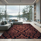 Elegant Dark Burgundy Damask Filigree Rug