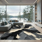 Monochromatic Brushstroke Abstract Rug