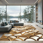 Earthy Golden Arched Scales Rug