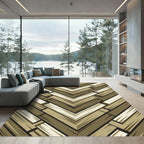 Golden Brown Wood Grain Chevron Rug