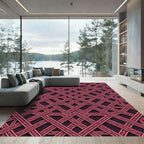 Geometric Intersecting Coral Lines Overlay Rug