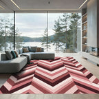 Rose Herringbone Geometric Gradient Rug