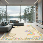 Whimsical Open Books Rainbow Stream Rug