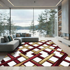 Crimson Gold Intertwined Lattice Rug