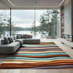 Wavy Earth Tone Multicolored Abstract Striped Rug