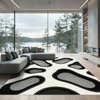 Black and White Abstract Organic Shape Rug