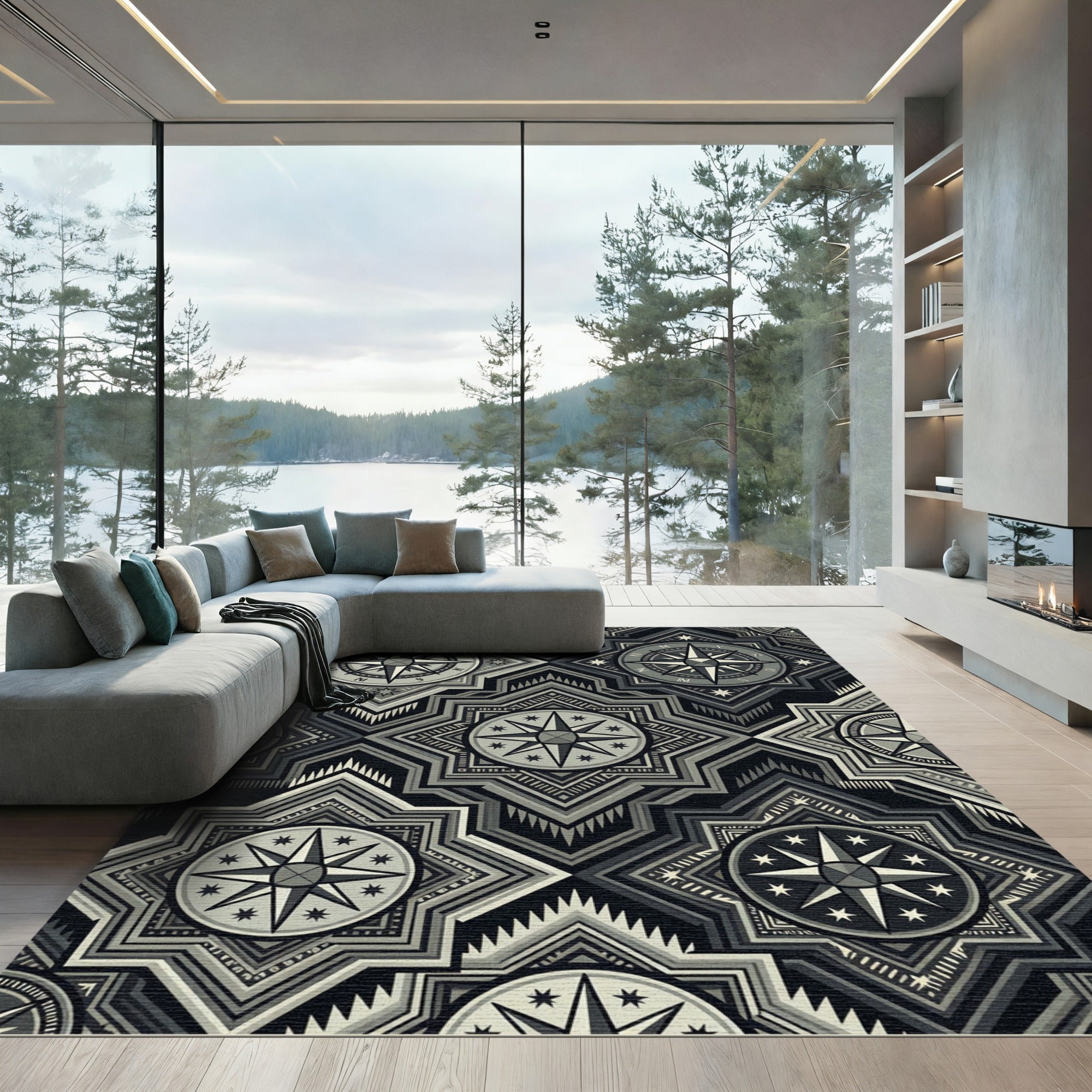 Monochromatic Compass Star Geometric Rug