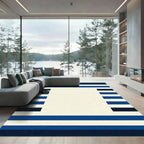 Modern Navy Cobalt Stripe Layout Rug