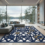 Navy Geometric Knotwork and Tassel Accent Rug