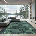 Teal Geometric Grid Blocks Rug