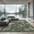 Cream Floral Vine Swirl Ground Rug