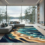 Abstract Coastal Cliff Ocean Wave Artwork Rug