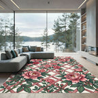 Pink Rose Lattice Garden Arrangement Rug