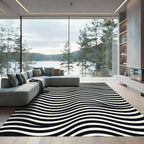 Black White Wavy Stripe Illusion Rug