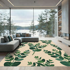 Earthy Green Eucalyptus Branch Art Rug
