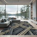 Modern Beige Intersecting Lines Rug