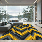 Yellow Gray Jagged Chevron Rug