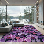 Vibrant Purple Orchid Abstract Ink Wash Rug