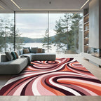 Abstract Terracotta Wave Swirl Rug