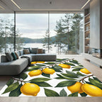 Sunny Yellow Lemon Botanical Branch Rug