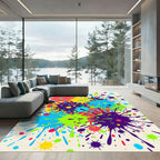 Vibrant Multicolored Modern Abstract Paint Splatter Rug
