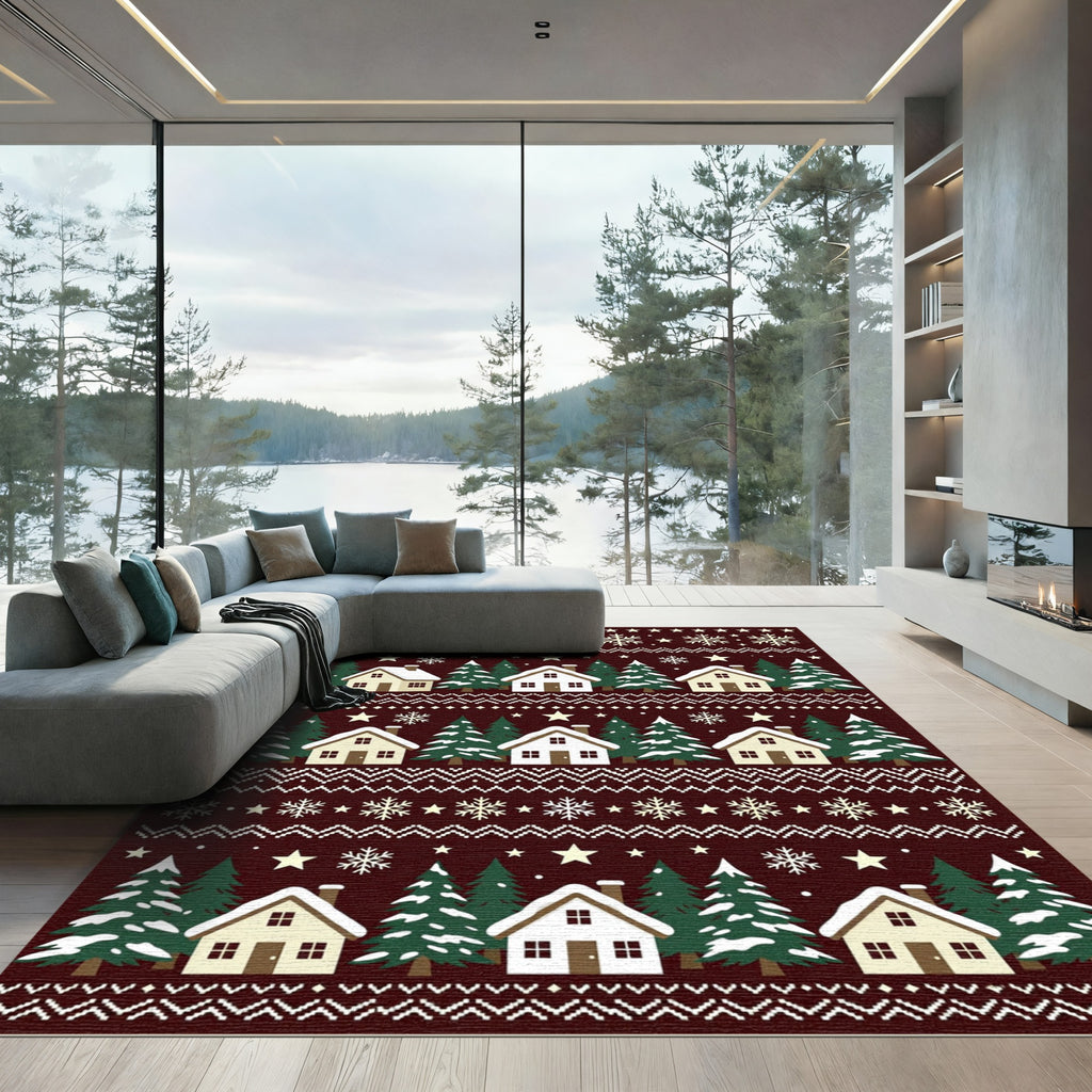Winter Village Snowflake Christmas Sweater Rug