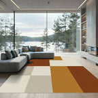 Minimalist Earth Tone Geometric Block Rug