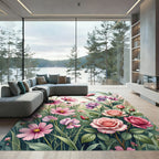 Blush Pink Garden Floral Watercolor Rug