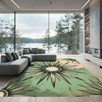 Vintage Sage Starburst Compass Medallion Rug
