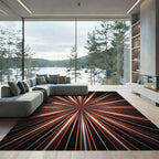 Explosion Starburst Copper Silver Rays Rug