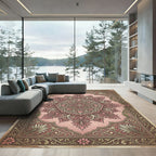 Vintage Blush Floral Medallion Area Rug