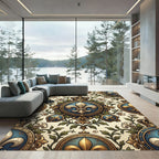Ornate Gilded Fleur de Lis Crown Rug