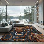 Ornate Western Leather Rose Saddle Rug